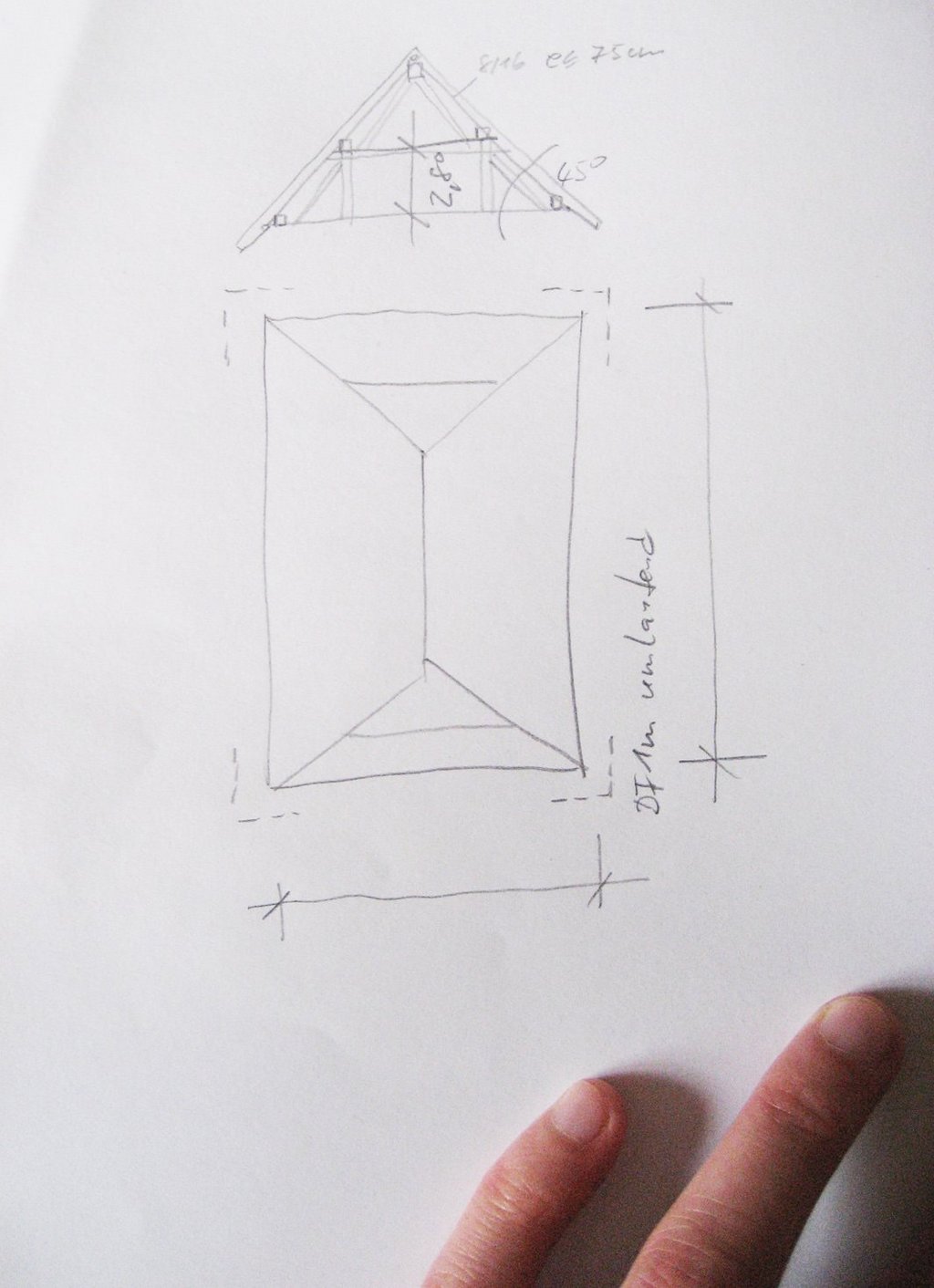 Nathalie Koger, “Für das müde Material (For the Tired Material)”, 2012. Sketch by carpenter Franz Ritzer for the planning of the object @Koger, Bildrecht, Vienna 2025.